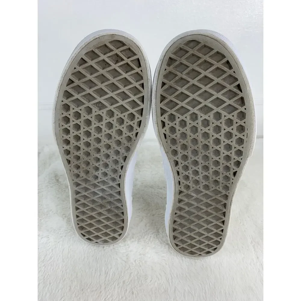 Vans Youth Classic Slip-On Sneakers White Canvas Shoes Size 3 | EU 34
